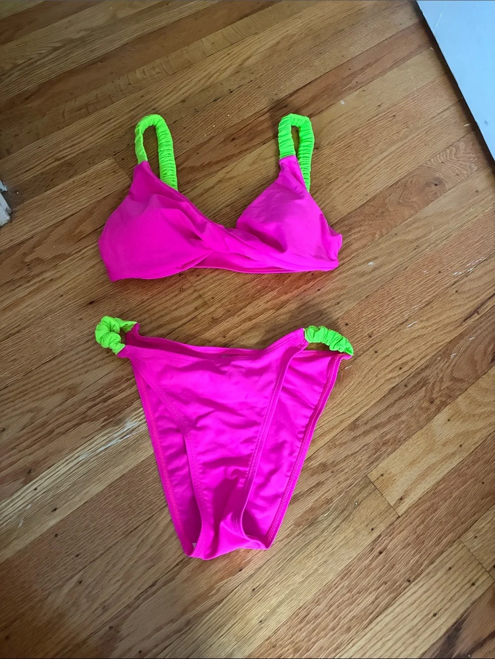 Pink Bikini with Lime Green Accents